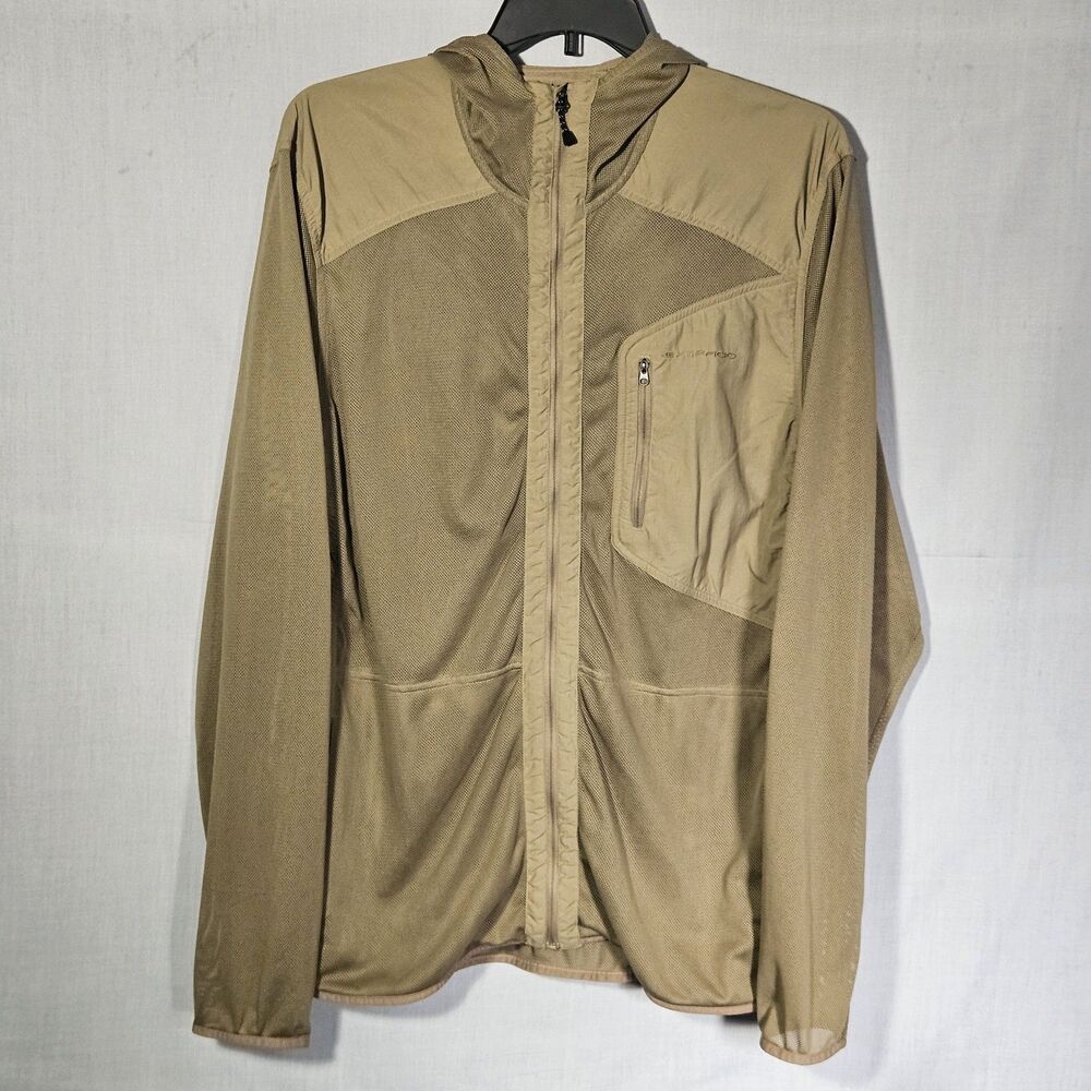 ExOfficio Jacket Full Zip Hooded Insect Shield BugsAway Sandfly Mesh Mens XL Tan